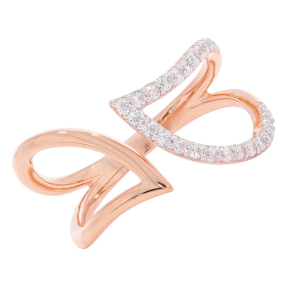 KEEVA JEWELS 0.30 Carat Round Cut Lab Grown Diamond Heart Promise Ring for Women, Made in Rose Gold Plated Silver Size 10