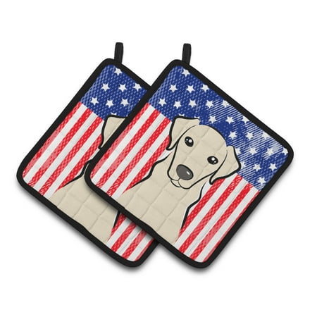 

Carolines Treasures BB2152PTHD American Flag and Yellow Labrador Pair of Pot Holders 7.5HX7.5W multicolor