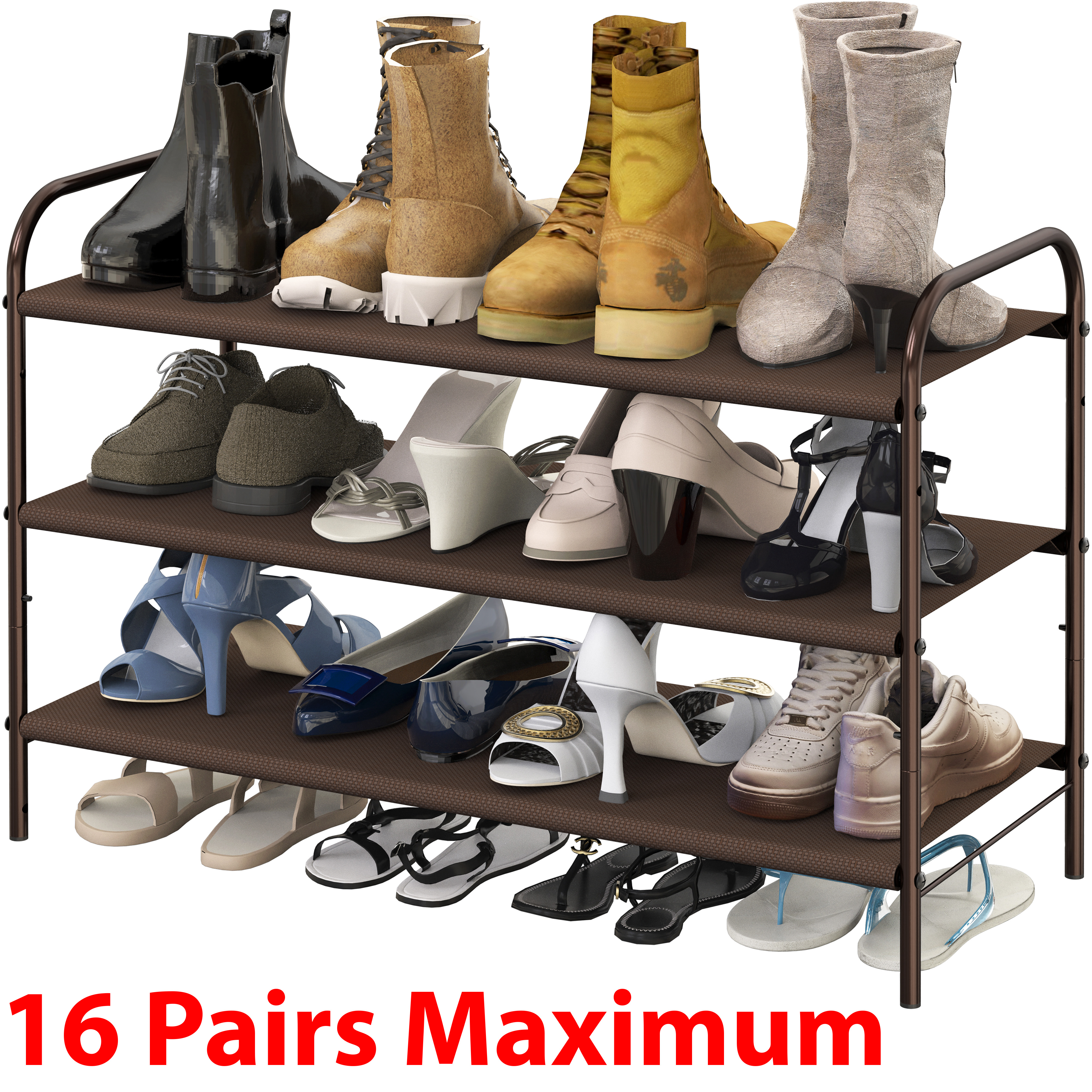 Simple Houseware 3-Tier Shoe Rack Storage Organizer 12-Pair / 20-Pair, Bronze - image 6 of 6