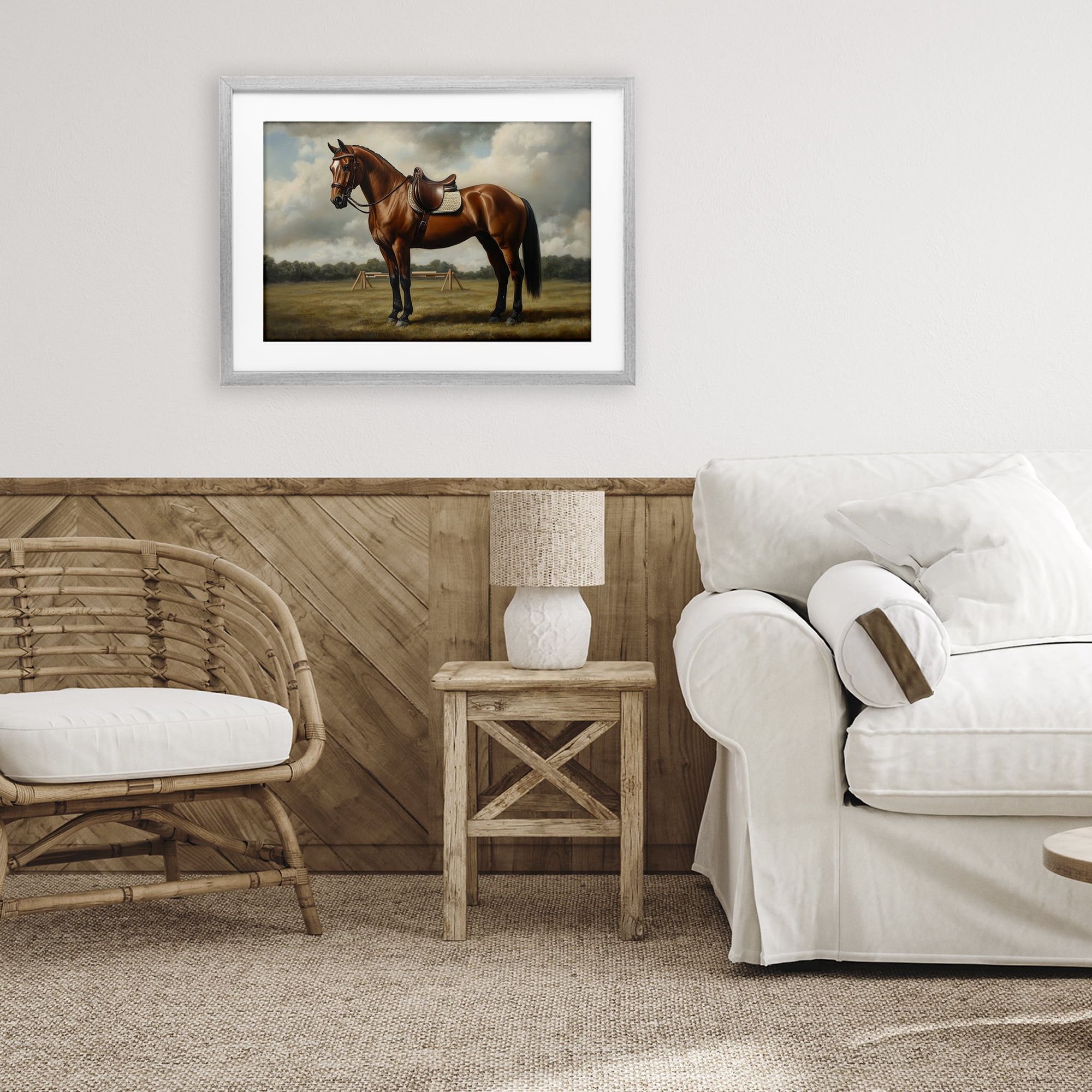 Stupell Industries Red Mare in Pastoral Landscape Gray Framed Print Under Glass, design by Petal Prints Design