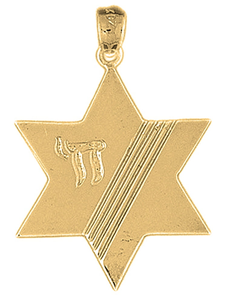 18K Yellow-Star of David Chai Pendant