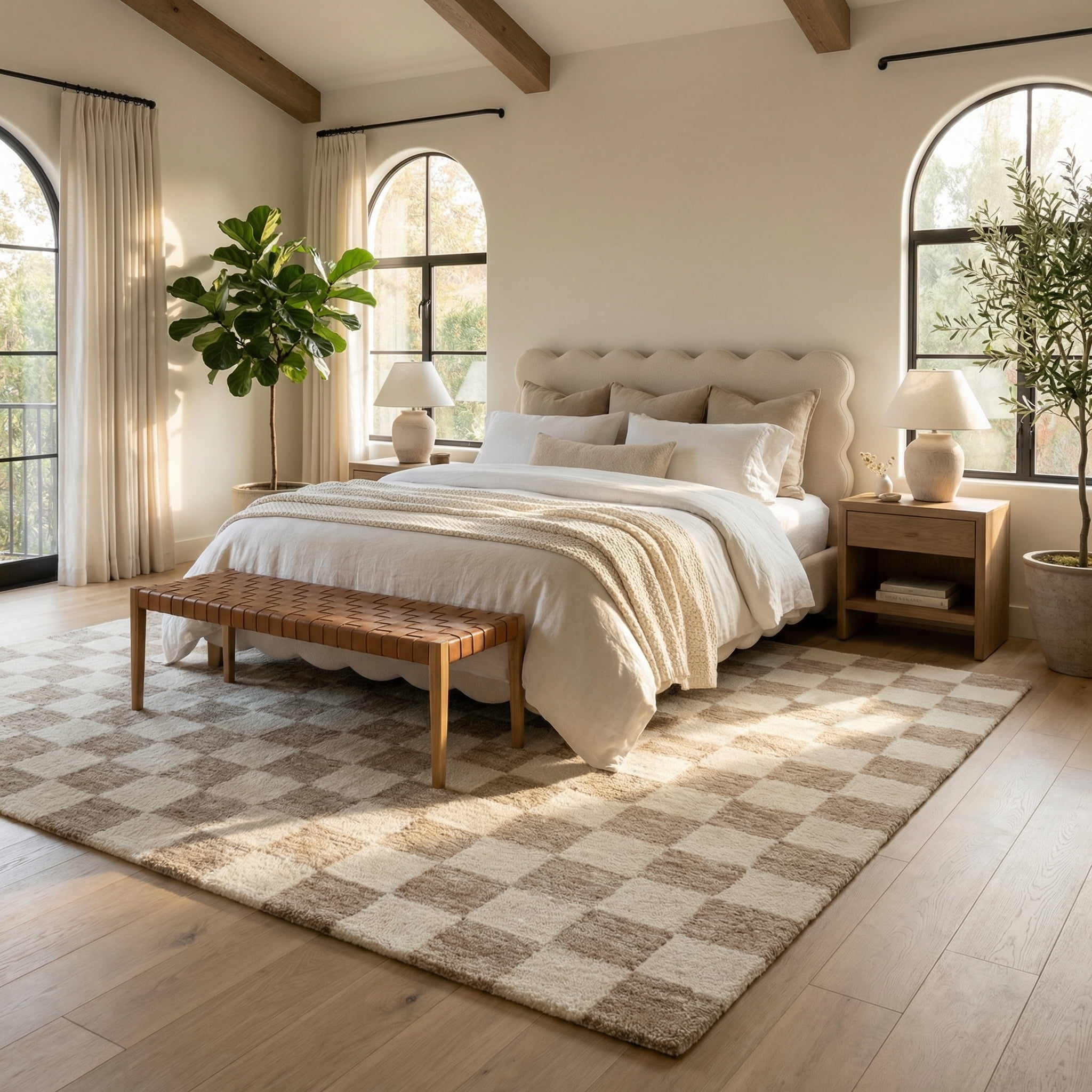 Rug Branch Maya Checkered Modern Beige Brown Indoor Hand-Tufted Area Rug