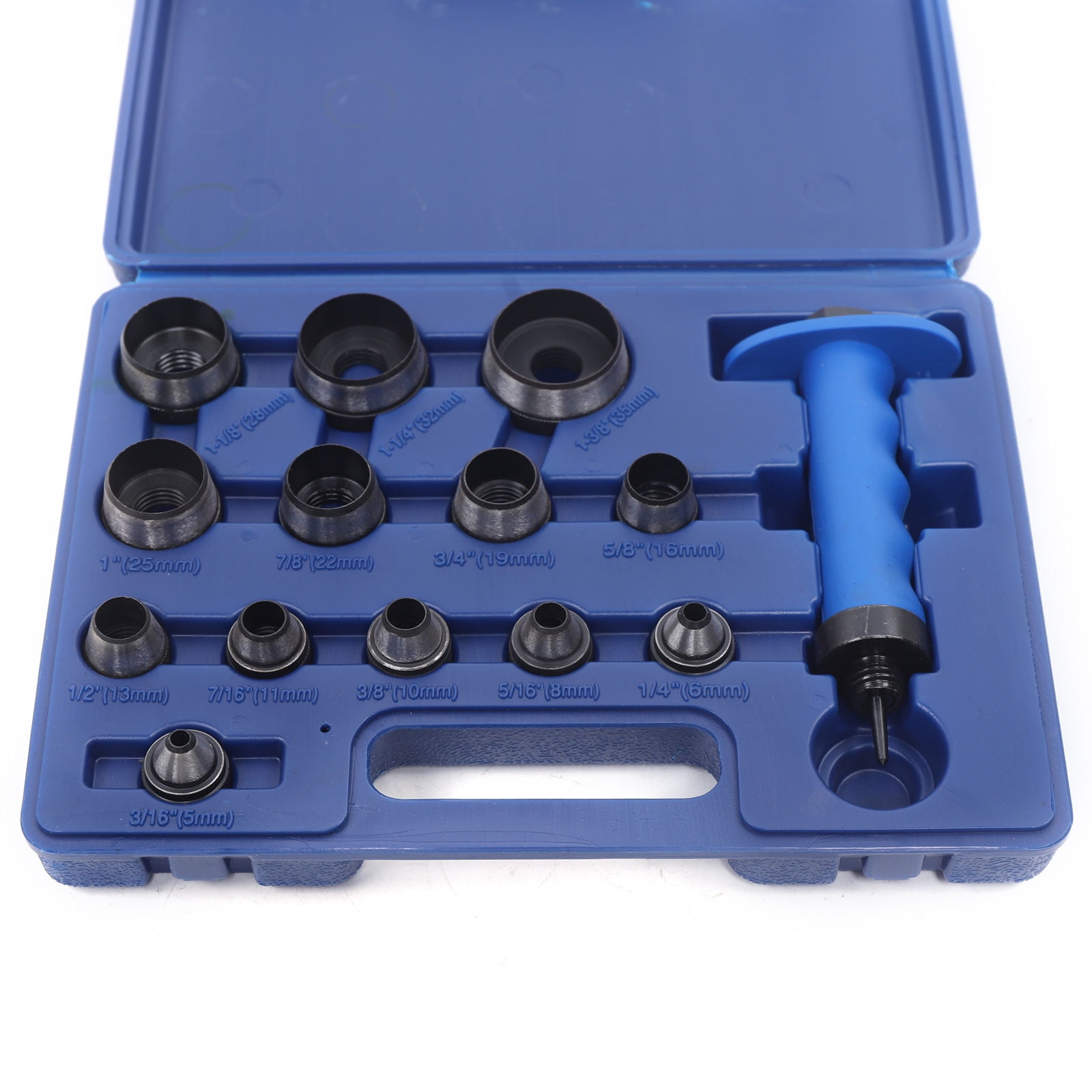 14pcs 5-35mm Manual Blue Hollow Hole Punch Kit Leather Punch Tools Hole Punch Set with Storage Case