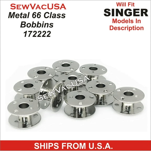 10 Singer Compatible Class 66 Metal Bobbins 172222 Fits Models In Description