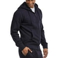 thumbnail image 3 of Men's Cotton Blend Lightweight Fleece Zip Up Hoodie Sweatshirt S, Navy, 3 of 5