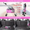 thumbnail image 6 of CL.HPAHKL 4 Wheels Pet Stroller, Easy-Fold Dog Stroller for Medium Small Dogs Cats, Portable Puppy Cage Jogger Stroller with Mesh Windows Lightweight for Travel, Pink, 6 of 8