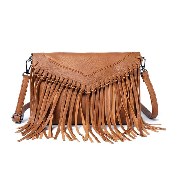 Fringe Crossbody Purse for Women Western Cowgirl Purse Leather Tassel Fanny Packs Black Shoulder Handbags