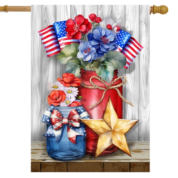 Briarwood Lane American Flowers House Flag