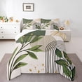 thumbnail image 2 of Manfei Natural Plant Leaves Bedding Comforter Set,Abstract Geometric Strpied Twin Comforter Sets,Green White Black Bedding Set For Adult,Super Cozy Room Decor Reversible,2pcs, 2 of 8