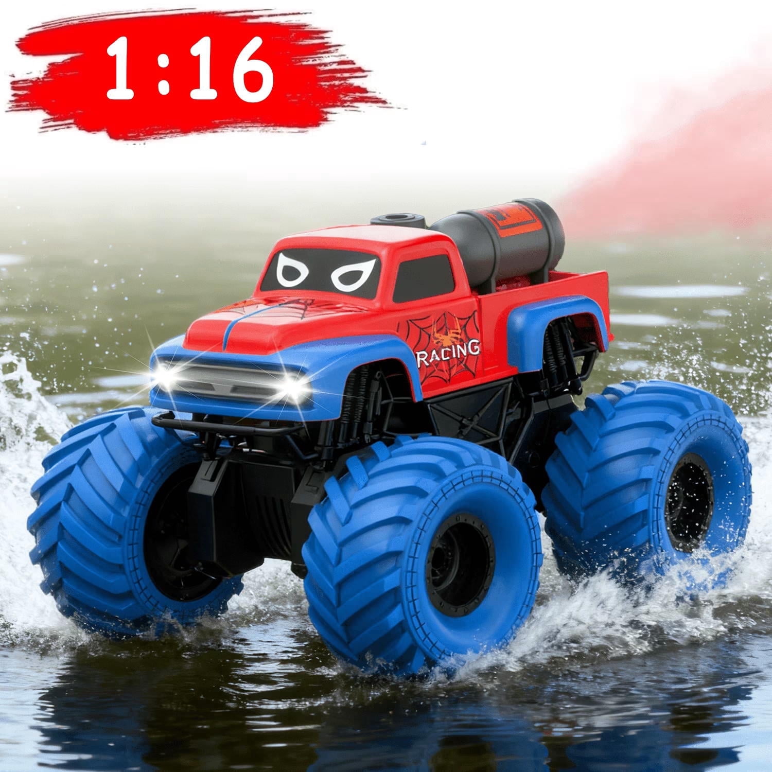 ZOGYMOZ 1:16 Waterproof Rc Car, Amphibious  Remote Control Car, 4WD All Terrain Off-Road Monster Truck Toy for Kids Gifts Presents