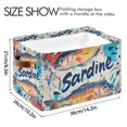 thumbnail image 4 of Yayeee Canvas Storage Basket with Handles for Shelves Fabric Bins Closet Organizer, Yellow Sardines Pattern, 4 of 8