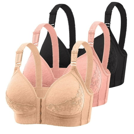 YEJIMAN Pack of 3 Women s Bra Without Underwire Women Classic Bras with Front Closure Sports Bra Set Yoga Bra Women Bra for Sleeping Yoga Gym Outdoor Fitness  Black Workout Underwear For Women