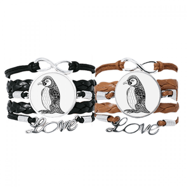 Penguin Human pintar tranquilo bebe Pulsera pareja de cuerdas de cuero Unbranded M