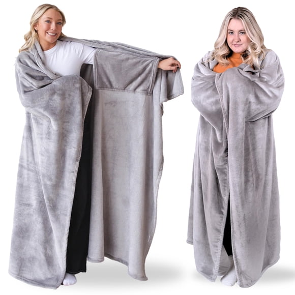 Manta portátil Super Blanky gris claro para mujeres y hombres