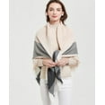 thumbnail image 2 of Wander Agio Womens Warm Stripe Plaid Scarf Color: Plaid Grey Pink 11, 2 of 4