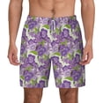 thumbnail image 2 of Picia Violets Flowers pattern Mens Swim Trunks with Compression Liner Stretch Beach Shorts Quick Dry with Zipper Pockets No-Chafing Board Shorts-Large, 2 of 9