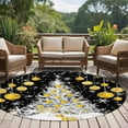 thumbnail image 4 of Round Rugs 8 Ft, Black Yellow Christmas Non Slip Area Rugs for Kitchen Bedroom Entryway, Xmas Tree Snowflake Winter Washable Carpet Runner Rug Floor Mats for Bedroom Home Decor, 4 of 9