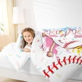 thumbnail image 3 of Castle Fairy Baseball Letter E Print King Bedding 7pcs, Sport Ice Cream Drip King Bed in a Bag, Pink Blue White, 3 of 7