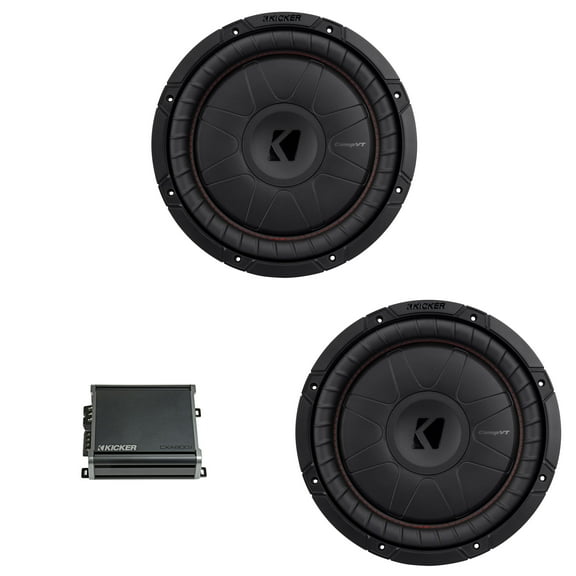 Kicker 12 Inch CVT Thin Woofer Includes Two 52CVT124 Package with 46CXA8001 Amplifier
