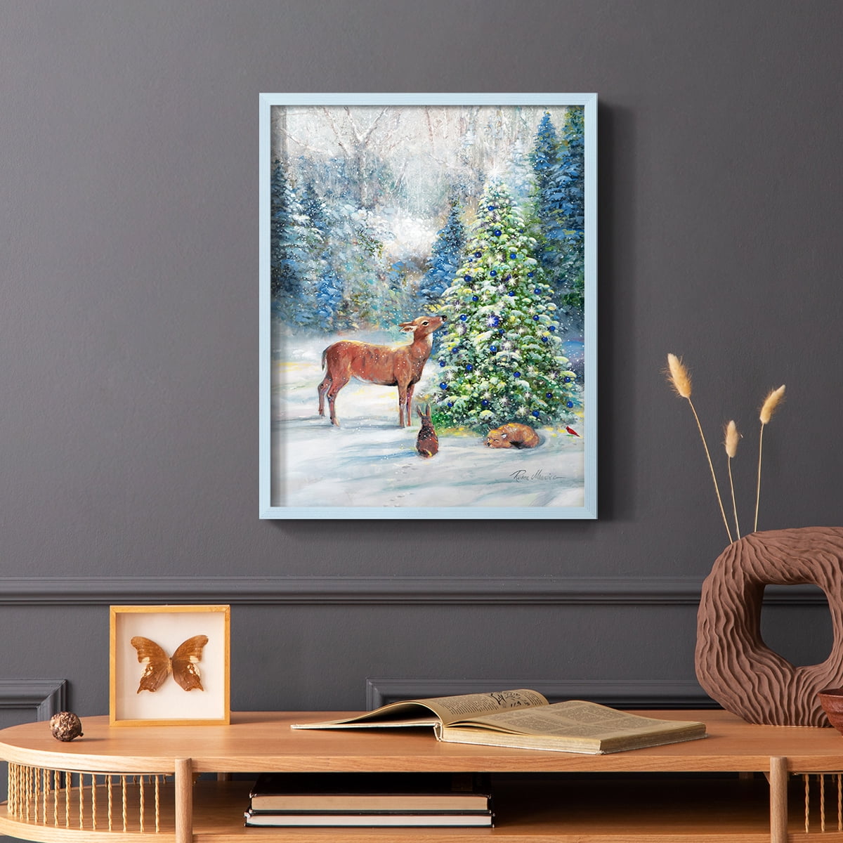 Winter Gathering Framed Print - Solid Wood in Single Picture Frame Solid Wood 2 Framed Print