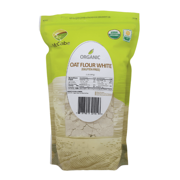 McCabe Whole Oat Flour - White | Rich with Fiber & Minerals | USDA and CCOF Certified | Product of USA | 2Lbs