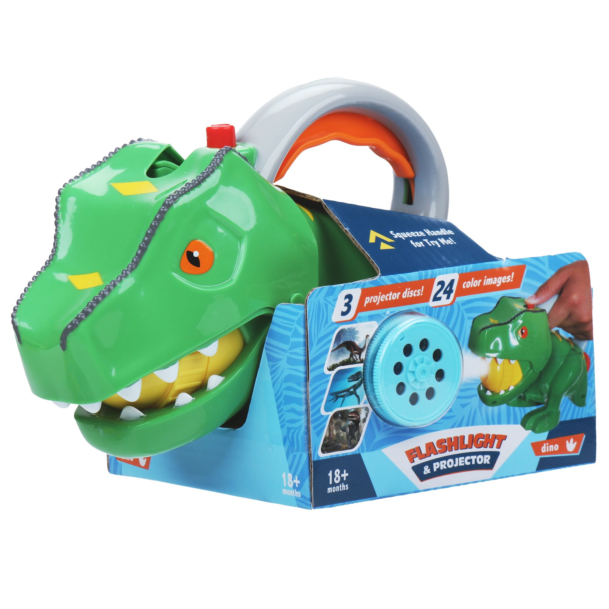 Dino Flashlight & Projector W/ 3 Projector Discs & 24 Color Images