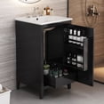thumbnail image 4 of Leumius 20.3" Modern Bathroom Vanity with Sink, Functional Drawers & Built-in Door Shelves, Premium Soft-Close Doors - Sleek Space-Saving Design.Black, 4 of 6
