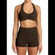 thumbnail image 1 of Conjuntos Entrenamiento para Mujer 2 Piezas,Sujetador Deportivo con Cuello Halter y Arrugas,Pantalones Cortos Ciclista Cintura Alta,Ropa Ejercicio para Gimnasio Yoga Marrón M, 1 of 9