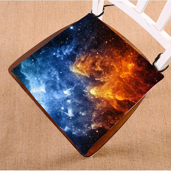 PHFZK Cosmos Fantasy Chair Pad, Universe Space Galaxy Nebula Infinity Psychedelic Print Seat Cushion Chair Cushion Floor Cushion Two Sides Size 16x16 inches