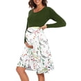 thumbnail image 2 of Liacowi Women Maternity Long Sleeve Dress Print Patchwork Casual A-Line Dress for Photoshoot Pregnancy Clothes, 2 of 5