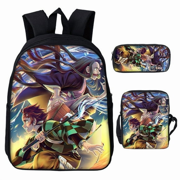 3D Demon Slayer Backpack Cartoon Backpack Three-Piece Printing