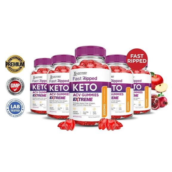 (5 Pack) Fast Ripped Keto Extreme ACV Gummies 2000mg Dietary Supplement 300 Gummys