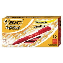 BIC Soft Feel Retractable Ballpoint Pen, Medium 1mm, Red Ink/Barrel, Dozen