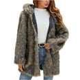 thumbnail image 5 of Akafmk Womens Faux Furs Coats,Womens Winter Coats,Womens Ladies Warm Faux Furry Long Coat Jacket Winter Solid Hooded Outerwear Front Open Jacket Outerwear, 5 of 5