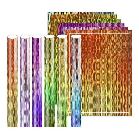 Brushed Holographic Vinyl , 6 Color Adhesive Sheets, VinylPermanent, WaterproofPermanent