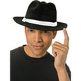 thumbnail image 2 of Black Gangster Hat w/ White Ribbon, 2 of 2
