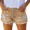 thumbnail image 2 of Women's Denim Shorts Fashionable And Versatile Straight Leg Pants With Star Print High Waisted Denim Shorts, 2 of 6