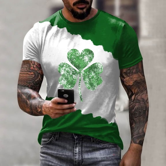 Goodtrade8 St Patricks Day Shirts for Mens Big and Tall Irish Graphic Tee Crew Neck Gifts for Him Short Sleeve Casual Graphic Tees