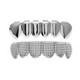 thumbnail image 2 of Maytalsory 18K Gold Plated Grids Texture Hip Hop Rapper Teeth All - Fang Caps Upper Lower Set, 2 of 6