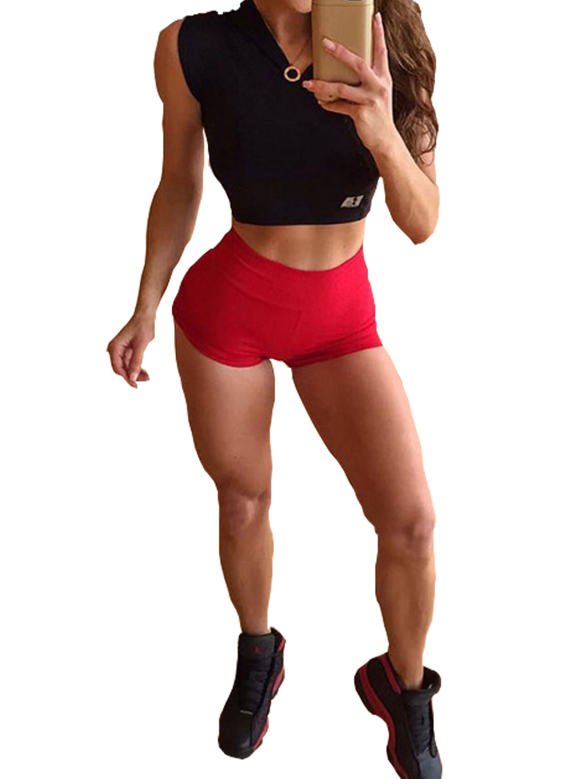 high waisted polyester shorts