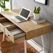 Linon Carter Wood and Metal Three Drawer Desk in White