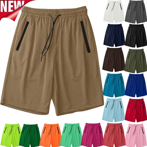Tqyyweavej Unisex Quick Dry Sweat Shorts Solid Color Athletic Straight Leg Shorts Drawstring Stretch Shorts with Pockets S-2XL