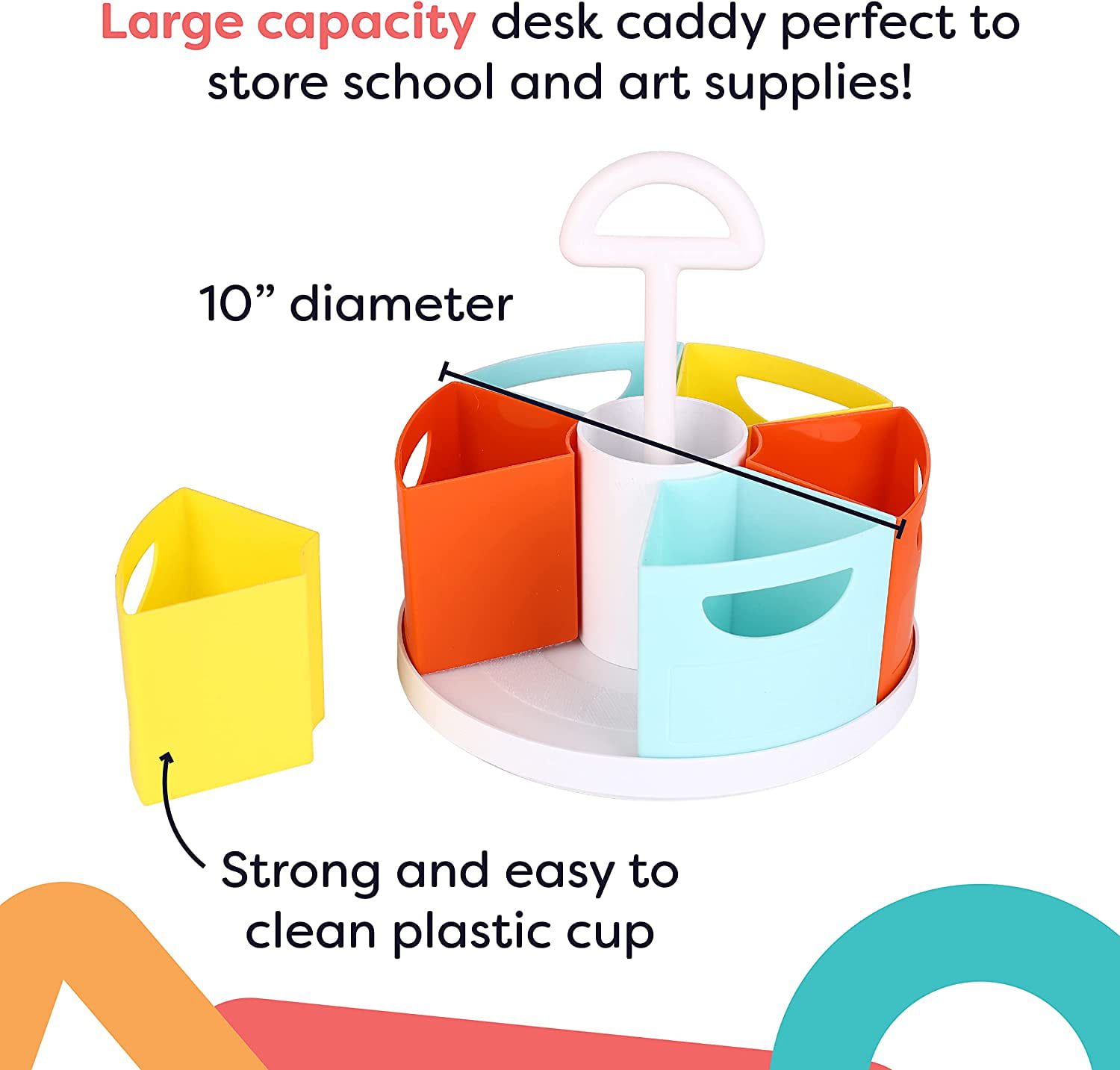ALBEN Lazy Susan Kids Desk Organizer - Rotates 360 Degrees for Easy Access  to all Art and School Supplies Storage, Perfect Arts and Crafts Organizer