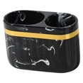 thumbnail image 4 of Organizador de resina para cepillos de dientes con borde dorado, dos compartimentos, elegante baño Negro, 4 of 8