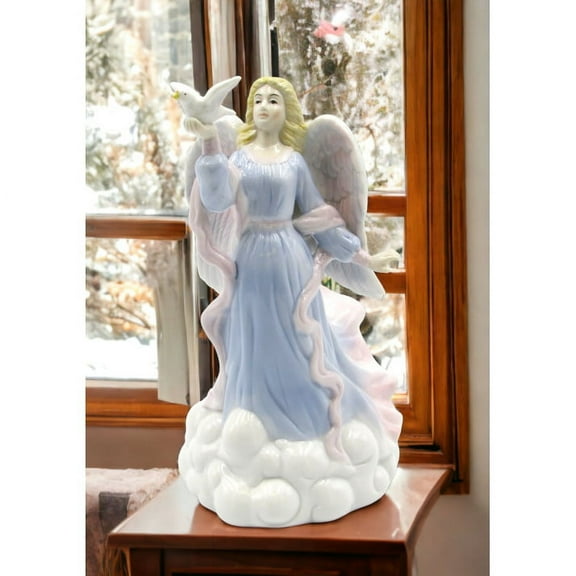Ceramic Angel with Dove Bird Figurine Religious Decor Religious Gift Church Decor ,