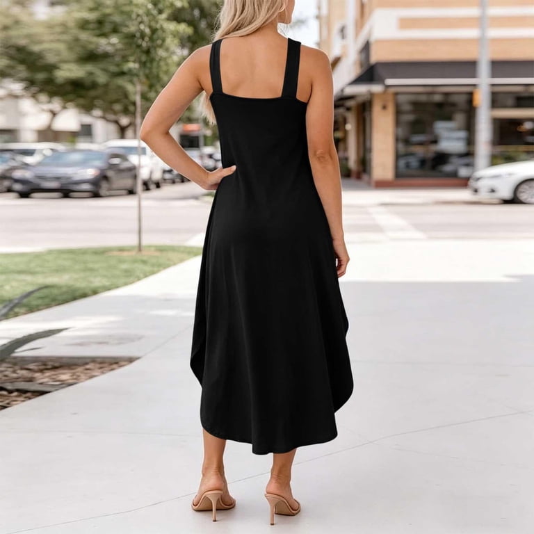 formal dress loose fit Wycnly Formal Dresses for Women Loose Swing One Shoulder Long Dress Slash Neck Sleeveless Solid Summer Maxi Dresses Coffee S Clothes