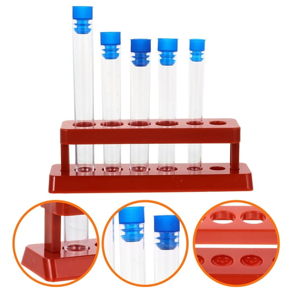 FRCOLOR 5 Pcs Clear Test Tubes with Stand Tube Rack Suit Child 16.00X5.00X5.00CM