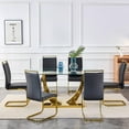 thumbnail image 5 of TesNus 63” Glass Dining Table Set for 6,Gold Dining Room Table Set for 6,Modern Kitchen Table and PU Leather Chairs for 6, Dinner Table with Rectangle Tempered Glass Top and Golden Base, 5 of 7