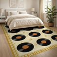 thumbnail image 3 of ODIKA 8'x10' Washable Area Rug Music Note Vintage Record Faded Vinyl Layout Round Movie Eight for Living Room, Under Sectional, Family , Durable, Non-Slip, 3 of 7