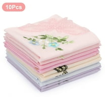 TSV 10pcs Floral Embroidered Handkerchiefs for Women, 11x11" Soft Cotton Hankies